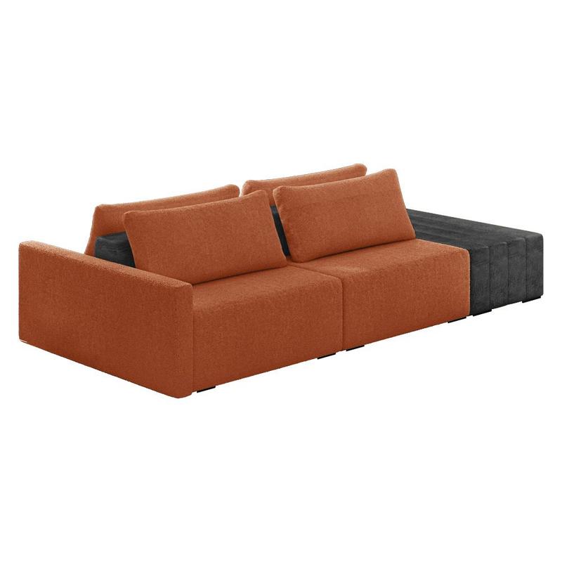 Sofá Ilha 2 Lugares Living 252cm Modulado Sala Lary Bouclê/PU Pto